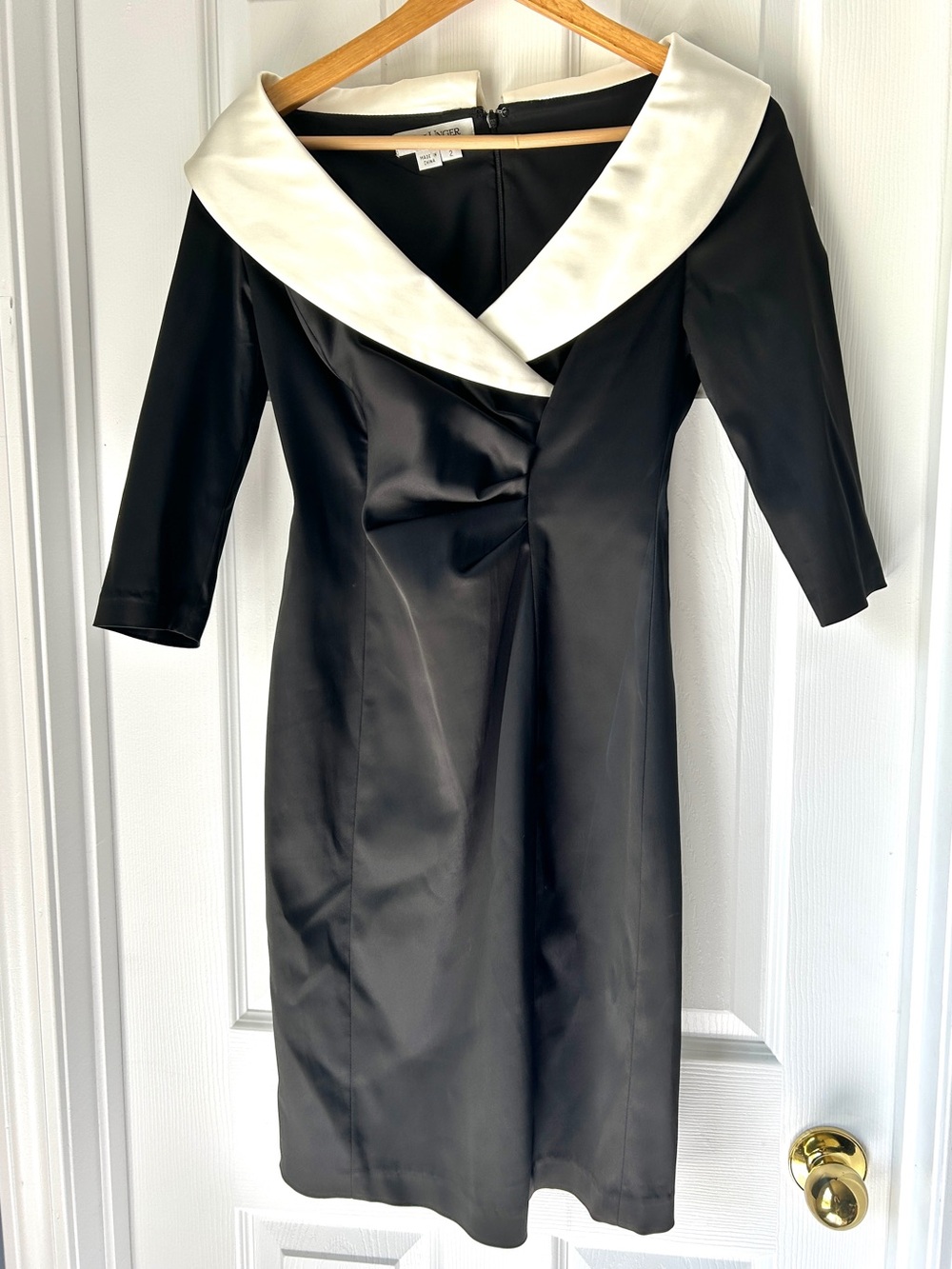 Kay Unger Black Shawl Collar Cocktail Dress